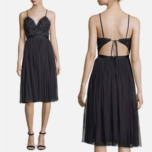 NWT Needle & Thread Midnight Lace Sleeveless Midi Dress Beaded Tulle Sz 12